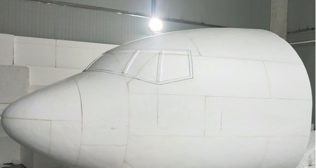 玻璃鋼飛機模擬飛行器設備外殼制作泡沫雕刻圖
